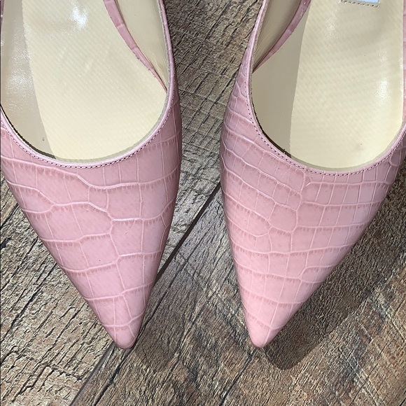 NEW ๐ JIMMY CHOO Croc Embossed Pointed Toe Flats - Picture 8 of 13